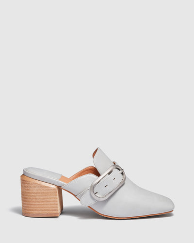 Staple Mules in Stone by cherrichella | Women's Block Heels